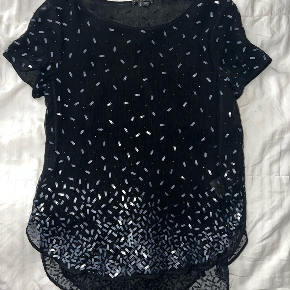 Theory Silk Sequin Blouse Y2K